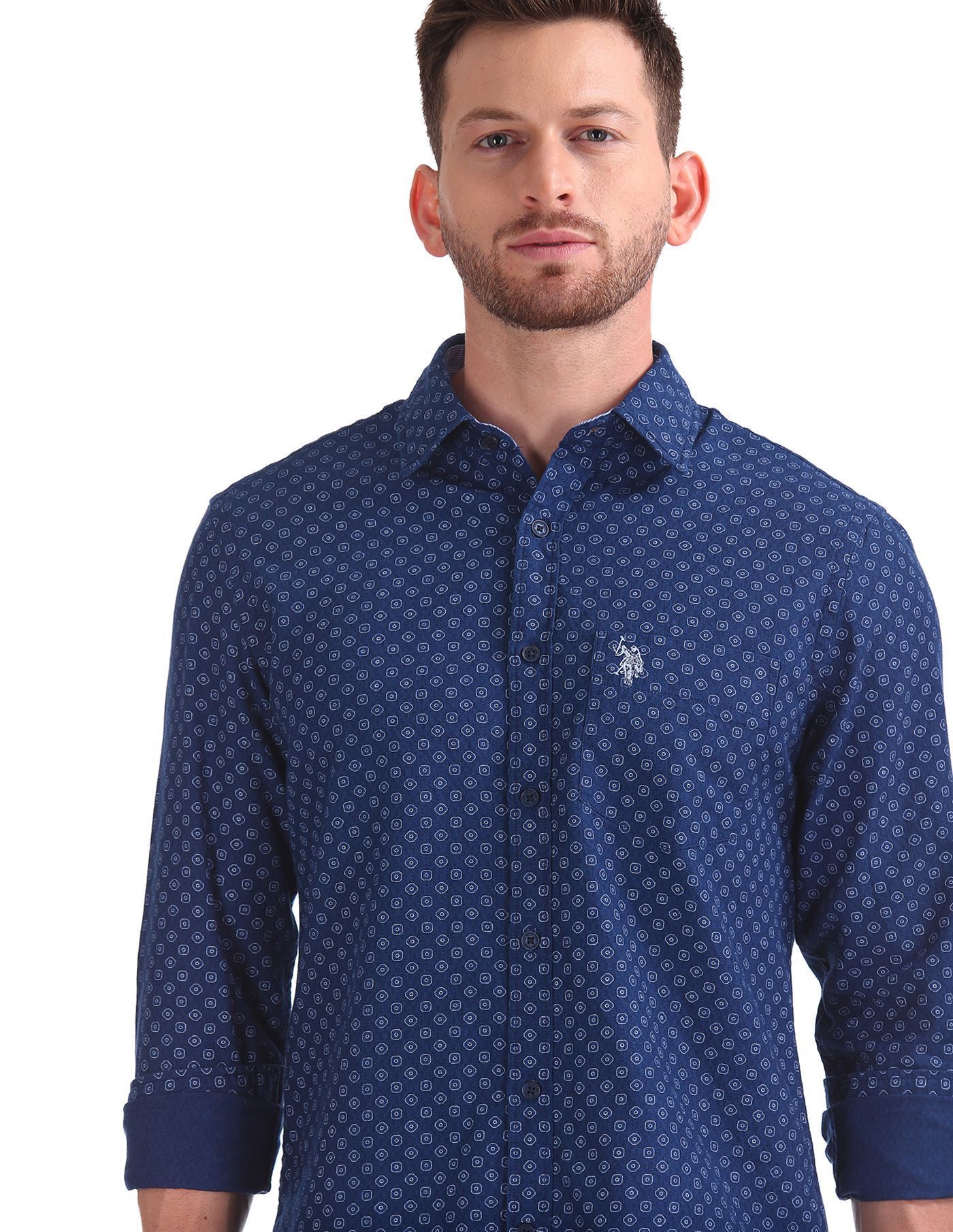 U.S.Polo Assn. Men Casual Wear Blue Shirt